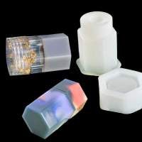 Moldes de resina epoxi Caja de silicona con tapa, moldes de resina para bricolaje Frasco de almacenamiento de botellas Kit de mo