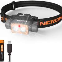 NICRON H25 LED fejlámpa USB újratölthető Szuper fényes fejlámpa piros fénnyel 180 ° -ban állítható Könnyű fejlámpa 1500 lumen 5
