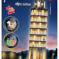 Puzzle 3D Schiefer Turm von Pisa bei Nacht