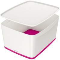 Leitz Aufbewahrungsbox mit Deckel MyBox mittel 18l weiss/pink