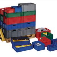 Transport stacking box gray L600xW400xH320mm walls/bottom closed PP