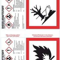 Adhesive labels petrol/diesel fuel 182 x 275mm glossy white