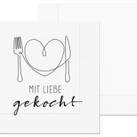 LA VIDA Lunch-Serviette Mit Liebe gemacht 20er pack, 6Packungen= 120 Stück