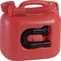 Reserve fuel can content 5l L.265xW.147xH.247mm red 2 outlet pipes