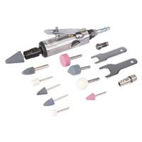 Compressed air straight grinder with accessories, 15 pcs. Set, 160mm