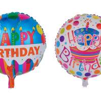 Folienballon "Happy Birthday" ca. 45 cm 2-fach Sortiert mehrfarbig