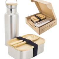 Lunchbox Set mit Edelstahl Trinkflasche und Lunchbox
