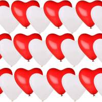 50x XXL Herzluftballons Helium geeignet Ø 40 cm Luftballons Herz Herzballon rot & weiß als Deko für Hochzeit & Valentinstag